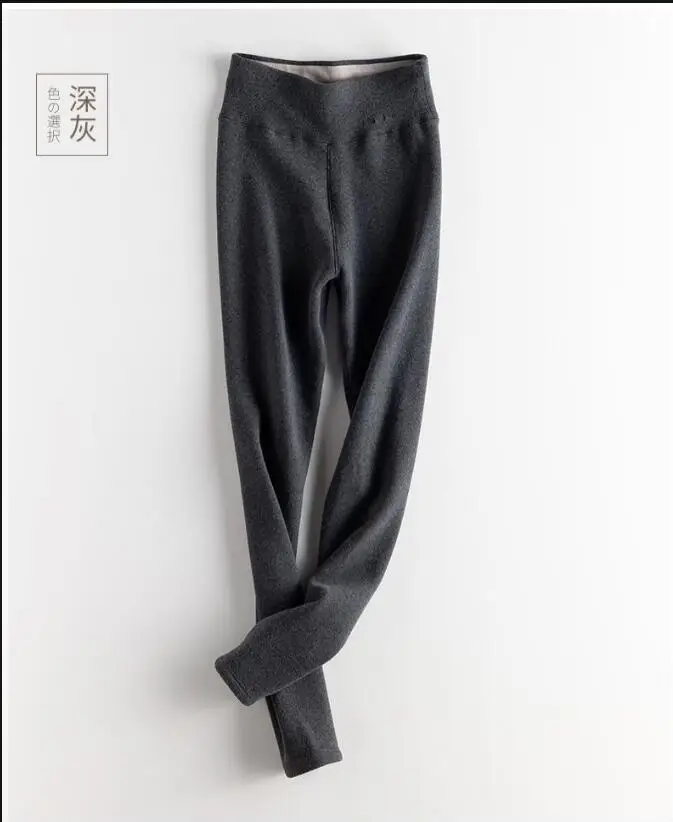 Winter leggings High Waist Plus Velvet Thicken Women's Warm Pants Warm Winter Thick Slim woman Leggings Z248 - Цвет: Темно-серый