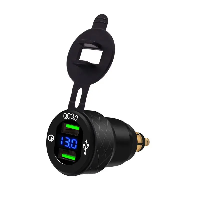12V мотоцикл Hella Din Алюминий QC3.0 Dual USB быстрой Зарядное устройство светодиодный