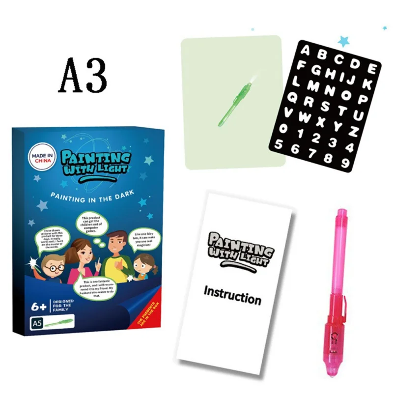 B3-English large Светодиодный, волшебный, для рисования, сделай сам, Educaitonal, планшет, светящаяся доска для рисования граффити, светильник в темноте, для детей, Волшебная краска, игрушка - Цвет: B3-English large