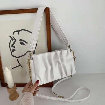 

New Folds Design PU Leather Crossbody Bags For Women 2020 Elegant Solid Color Shoulder Bag Female Travel Handbags Cross Body Bag