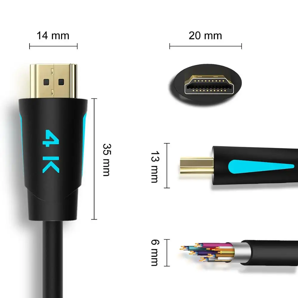 HDMI кабель 3M HDMI 2,0 4 k@ 60Hz видео кабели высокая скорость для Xbox360 lcd PS3 PS4 проектор компьютера USB2.0