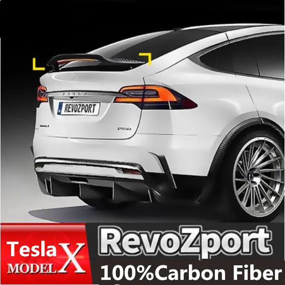 Revozport-Стиль углеродного волокна заднее крыло багажника выступ Спойлеры подходит для Tesla модель X