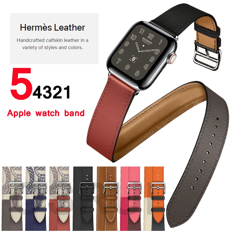 Двойной ремешок для часов Apple watch 5 4 44 мм 40 из натуральной кожи correa iwatch 3 2 42 38