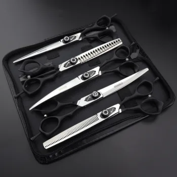 

7 inch scissors set Up Curved scissors Thinning scissors Professional barber shop scissors Hairdresser scissors