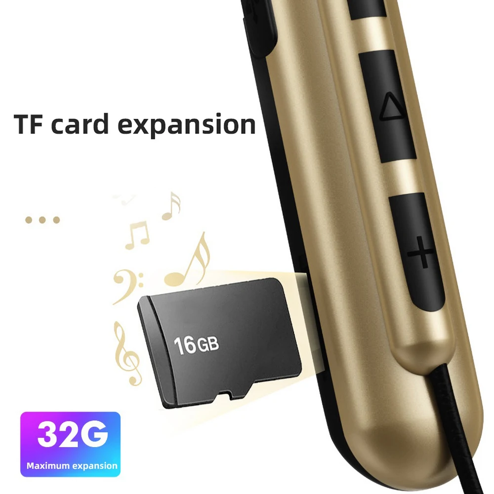 TF Card Stereo Earphone Neckband Sports Headset Long Battery Life Neck style Bluetooth Headset Magnetic Wireless Bluetooth 5 0