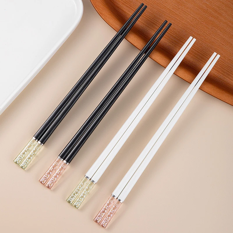 

10 Pair Reusable Chopsticks Amber Chopsticks Alloy Non-Slip Sushi Food Chopsticks Gift Kitchen Tableware Chinese Chopsticks Set