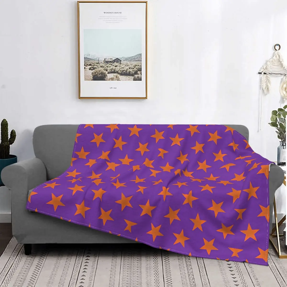 

Stars Pattern Blankets Fleece Decoration Ultra-Soft Throw Blankets for Bedding Bedroom Plush Thin Quilt