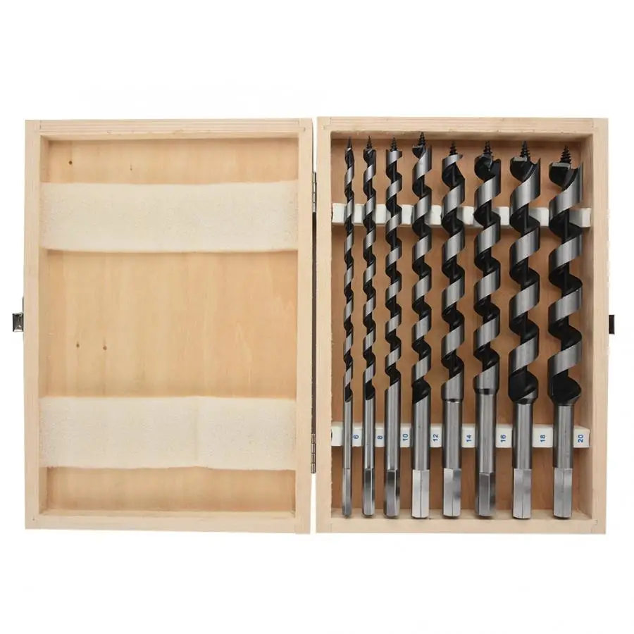 

Dekton 8pc Hex Auger Wood Drill Bit Set, 6, 8, 10, 12, 14, 16, 18, 20mm Carbon Steel