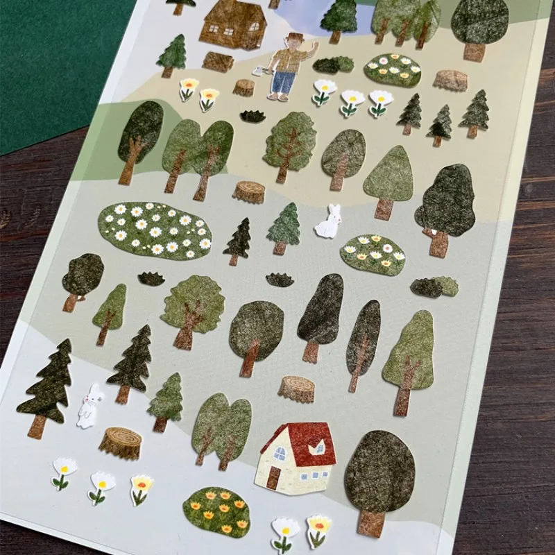 Forest Stickers 1098 Green Tree Flower Cut Dies Scrapbooking Material Junk Journal Diary Decoration Craft Supplies decorative stickers stationery stickers diy scrapbooking accessories stationery supplies