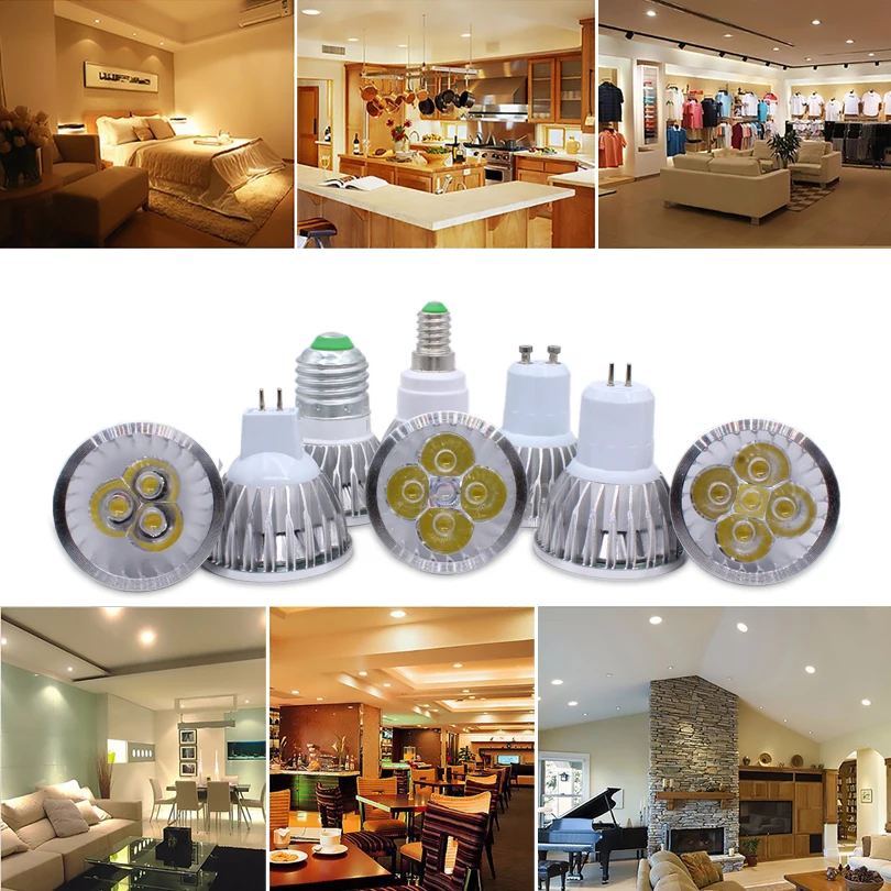 

E27 e14 led light Dimmable MR16 DC12V LED 9w 12W 15w GU10 LED Bulbs Spotlight High Power gu 10 led Lamp White LED SPOT Light