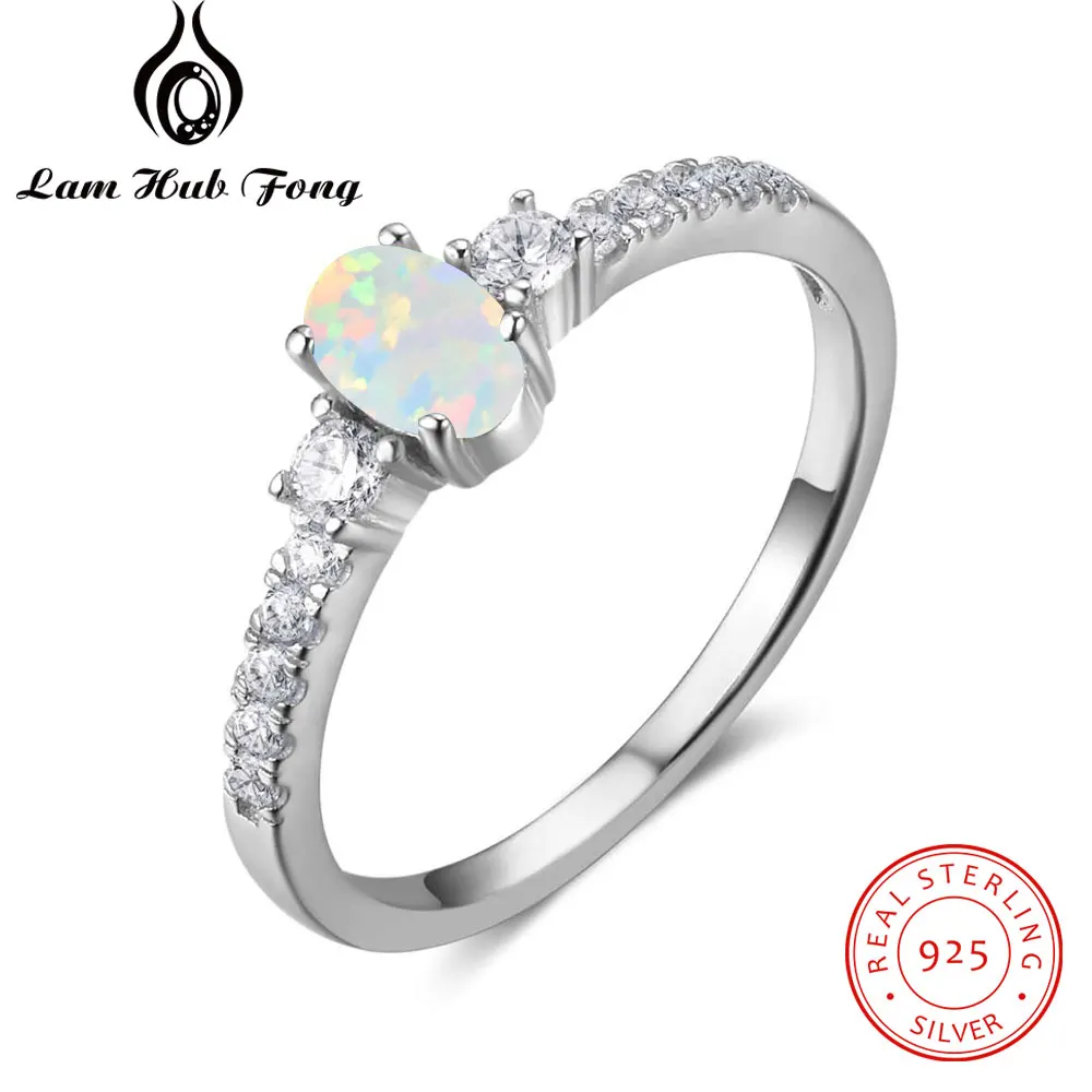 Opal 925 Sterling Silver Cubic Zirconia Women Wedding Ring