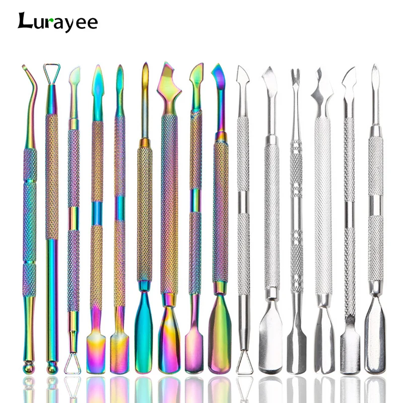 Lurayee Cuticle Pusher Nail Polish Remover Gel Nail Polish Peeler Scraper Stainless Steel Clean Manicure Tool for Fingernails