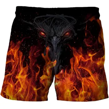 

2019 new Yellow flame Printed Summer Beach Shorts Men Casual Board Shorts Plage Quick Dry Shorts Swimwear DropShip