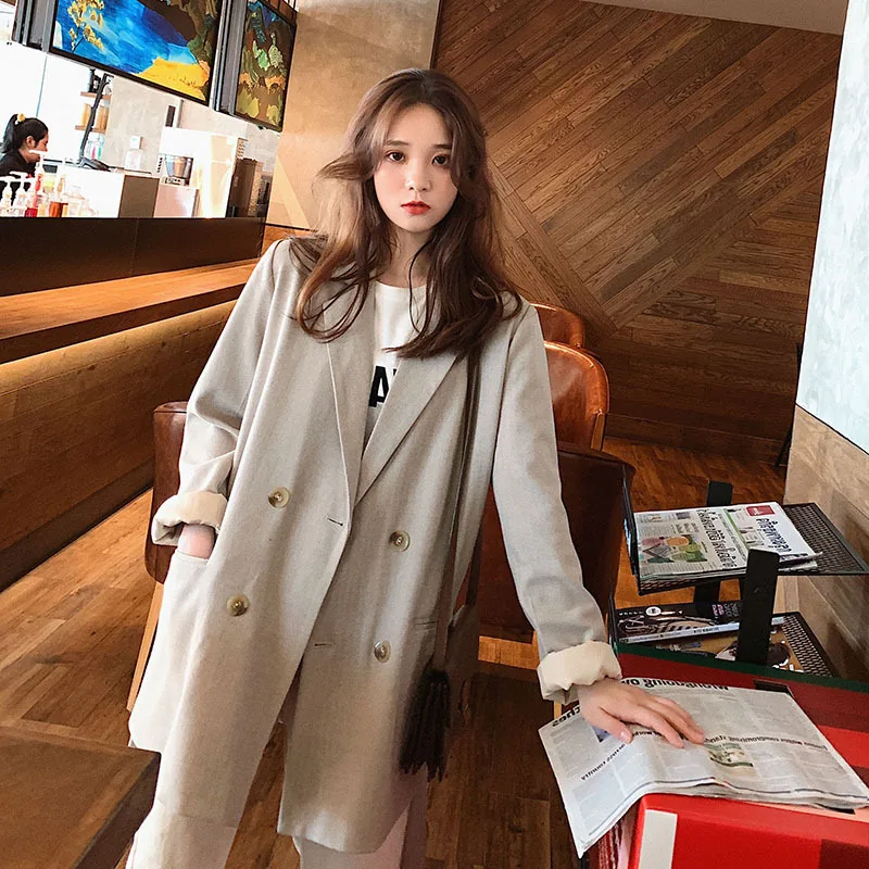

Online Celebrity CHIC Small Suit Coat Women's 2019 Autumn New Style Korean-style Casual Mid-length British Style Blazer