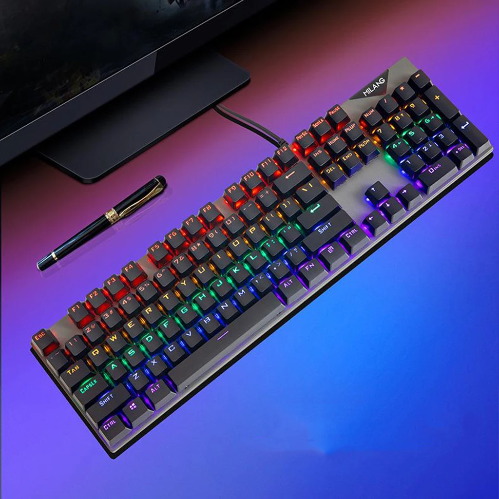 USB Wired Gaming Mechanical Keyboard 104 Key Multi Color Doubleshot keycaps