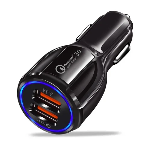 Black VEEAII QC 3,0 2,0 2 порта USB Автомобильное зарядное устройство для iPhone 6 7 8 X XR XS MAX samsung Xiaomi Redmi мобильный телефон адаптер планшет зарядка - Тип штекера: Black
