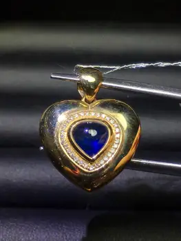 

Fine Jewelry 18 K Gold AU750 Natural 100% nature Blue Sapphire 1.32ct Gold Diamonds Pendant Gemstone Necklaces for Women