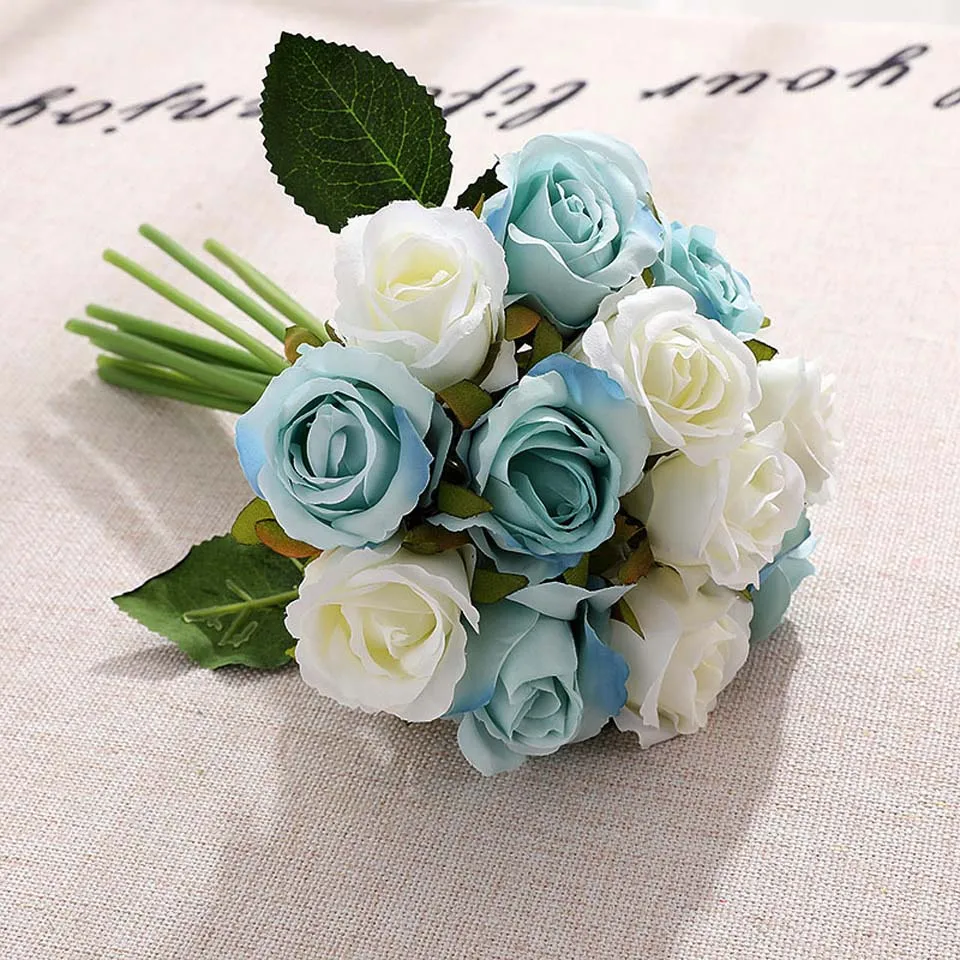 Искусственные розы Букет de roses Искусственные невесты букет шелковых цветок для дома свадьбы рождественской вечеринки украшения