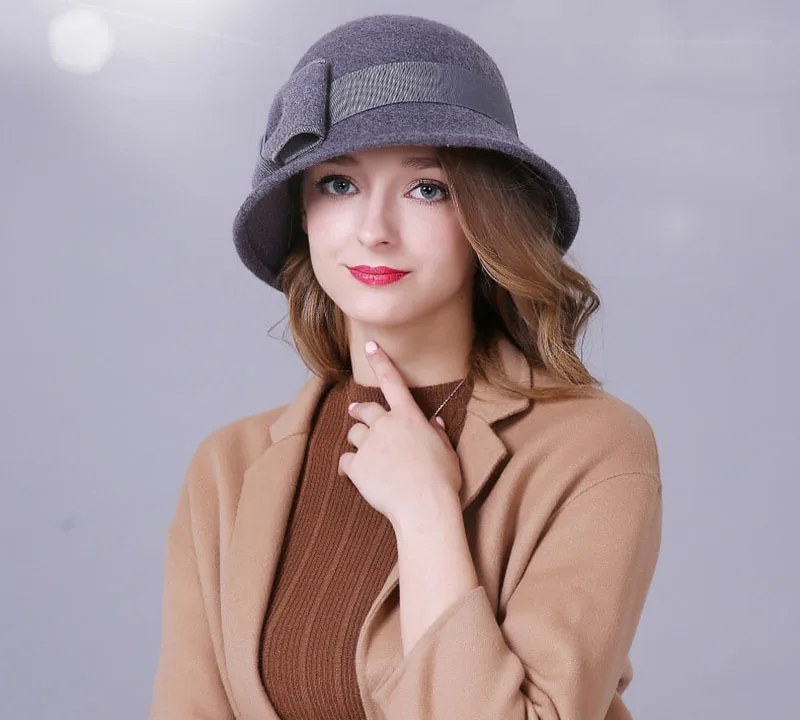Женская шерстяная Фетровая Шляпа Fedora, женская шляпа с широкими полями, Осень-зима, благородная Европейская американская Элегантная Модная кепка для девочек M35