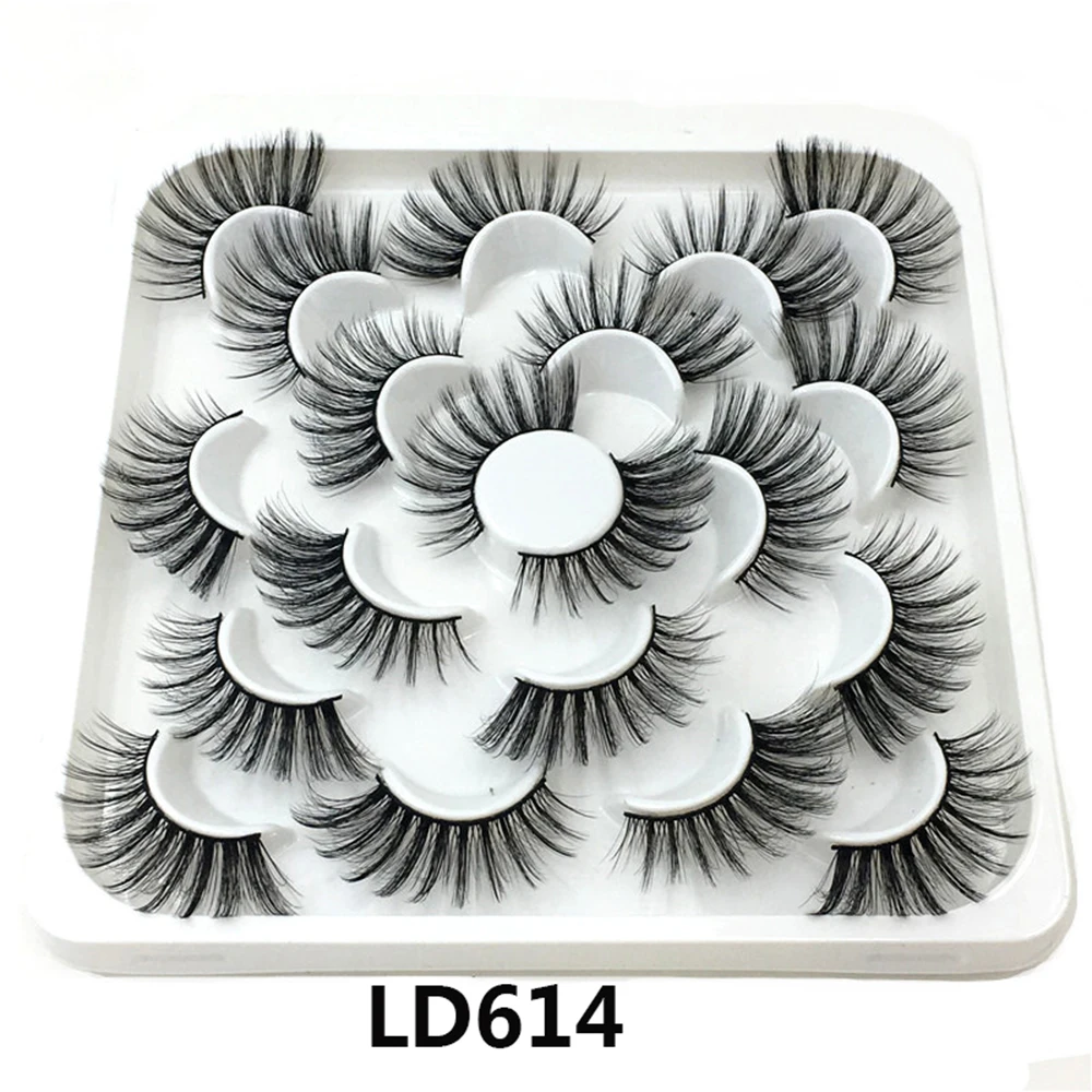 LEKGAVD 10 пар 3D норковые накладные ресницы натуральные густые Висячие накладные ресницы из норки ручной работы, бескровные ресницы, инструменты для макияжа