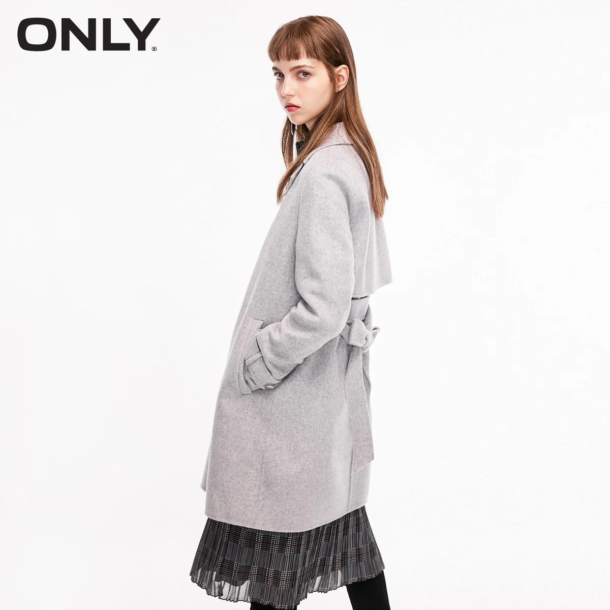 Женское шерстяное пальто | 11834S519 - Цвет: LIGHT GREY MELANGE