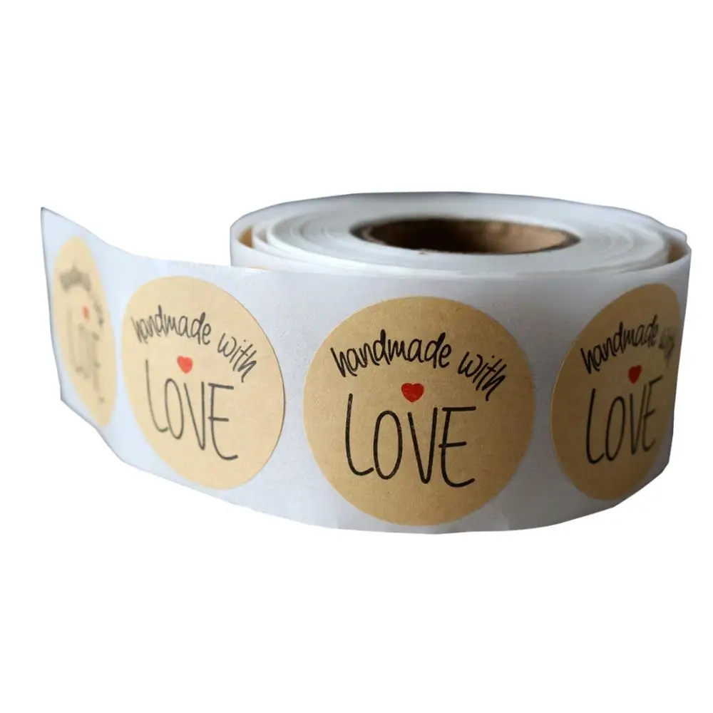 

500 шт., 1,5 дюйма, винтажные наклейки ручной работы «handmade with love»