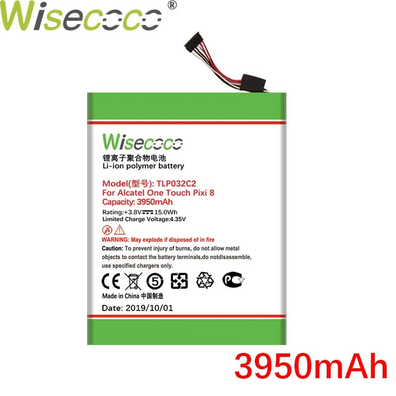 Wisecoco TLp032C2 3950 мАч аккумулятор для ALCATEL TLp032CC One Touch Pixi 8 8,0 3g 9005X OT-9005X батарея телефона