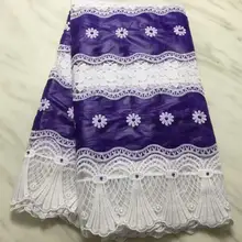 Африканская морская Базен парча Дамасская ткань для Femme Robe Базен Riche Brode со швейцарским хлопковым кружевом 5 ярдов PL01