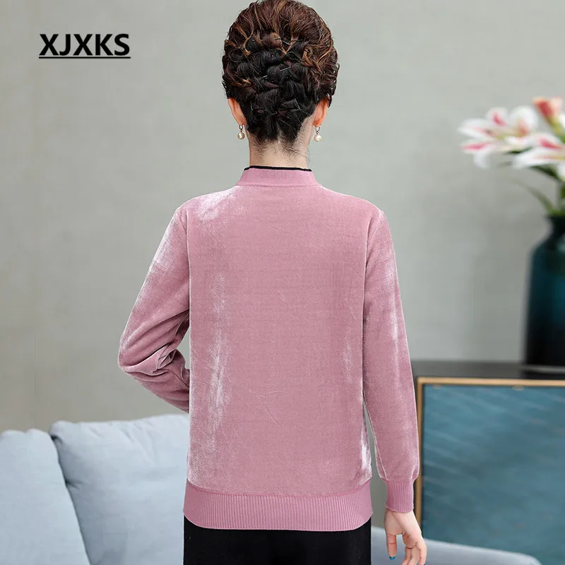 XJXKS Plus size women winter sweater new plus velvet warm comfortable high-end cashmere knitted sweater women pullover