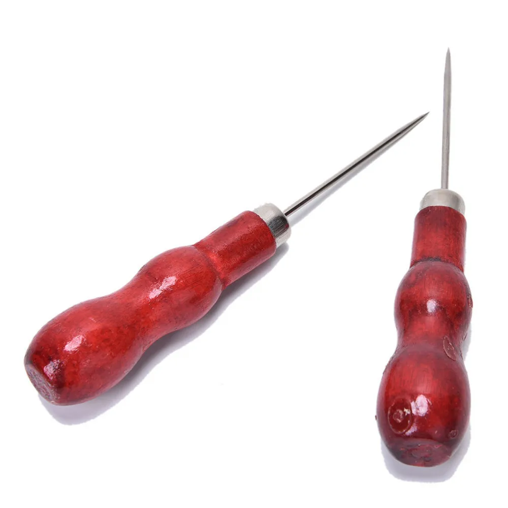 

1Pc Professional Leather Wood Handle Awl Tools For Leathercraft Stitching Sewing Accessories