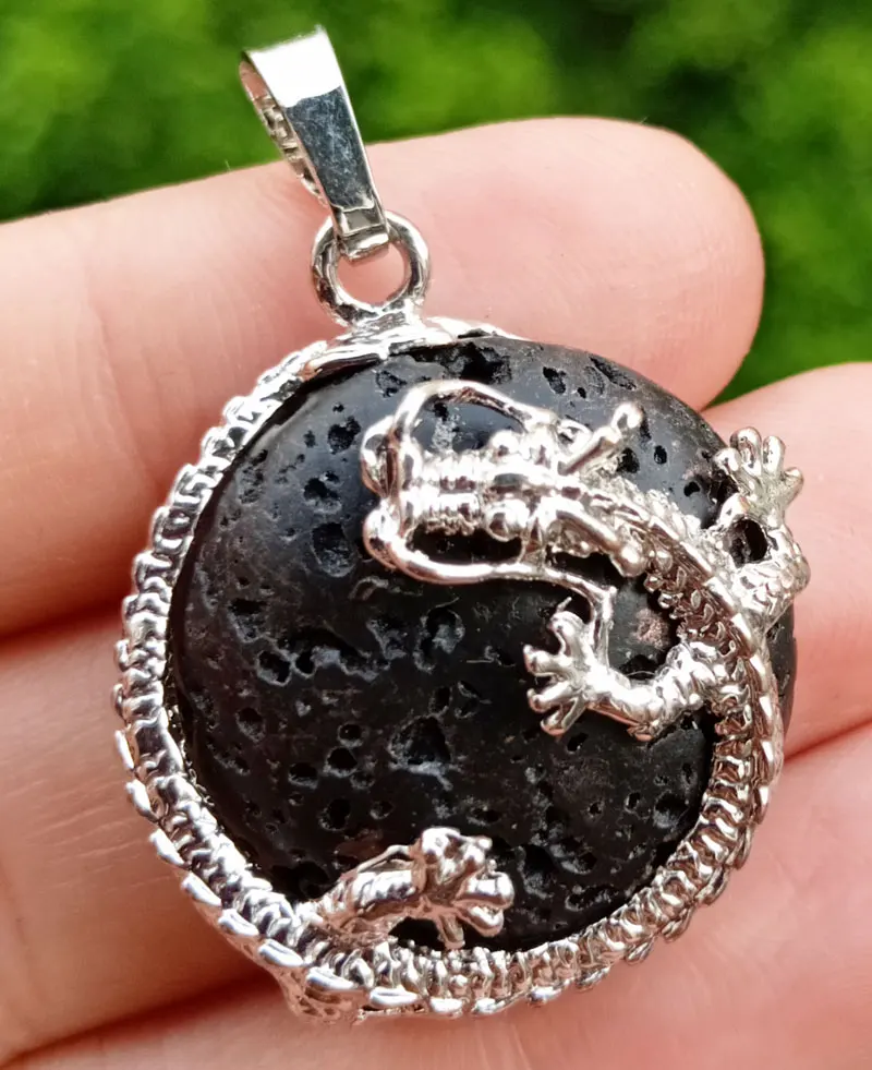Вулканическая лава камень кулон с драконом драгоценные бусы из драгоценных