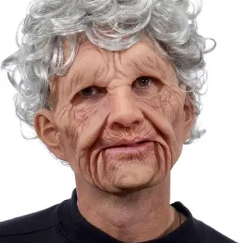 

Old Man Mask Moving Mouth Headgear for Halloween Party Performance Prop