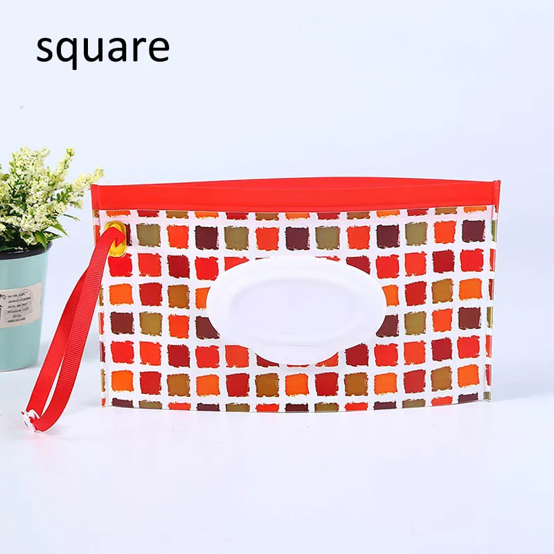 square Переносные детские влажные салфетки на застежке, контейнер для салфеток, экологически чистые, легко переносные, раскладушка, косметические чистящие салфетки, чехлы 23*13,5 см - Цвет: square