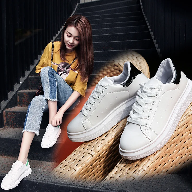 

2018 Spring And Autumn New Style White Shoes Women's Korean-style Thick Bottomed Athletic Shoes Fashion Casual Board Shoes Stude