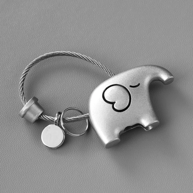 Good Luck Kiss Elephant Couple Keychain Pendant Wire Ring Chain Cute Cartoon Women Car Bag Backpack Ornaments Lovers Lanyard F