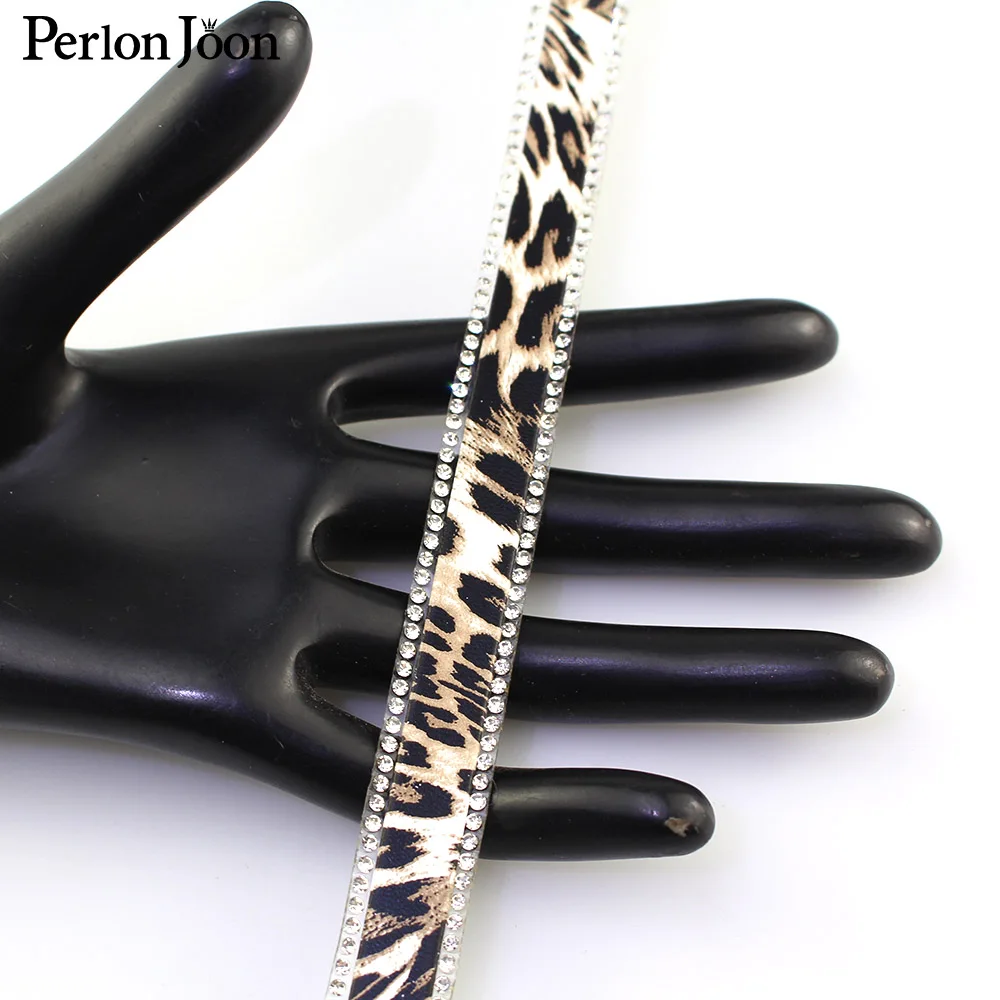 1 yard Leopard Python druck Leder hot-fix-band band kristall strass dekoration eisen auf schuhe kleidung zubehör – Detail 5