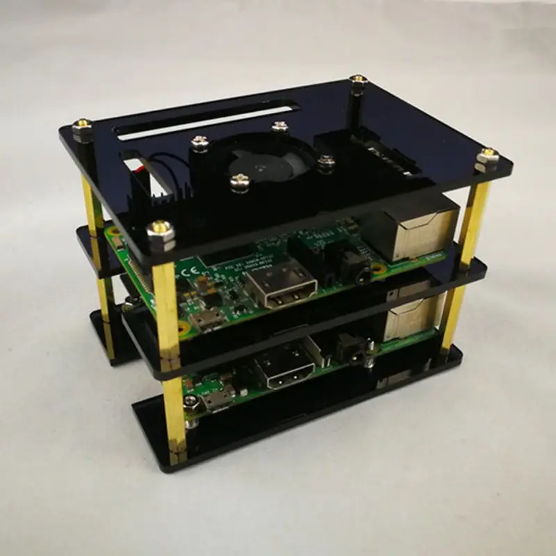 

GT3A Acrylic Case Protective Shell with Cooling Fan Screwdriver for Raspberry Pi 4 Model B/3B+/3B/2B Accessories