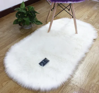 

Living Room Carpet Rectangular Bedroom Fluffy Soft Yoga Warm Pad Luxury Color Ivory Sheepskin Artificial Fur Home Comfortable