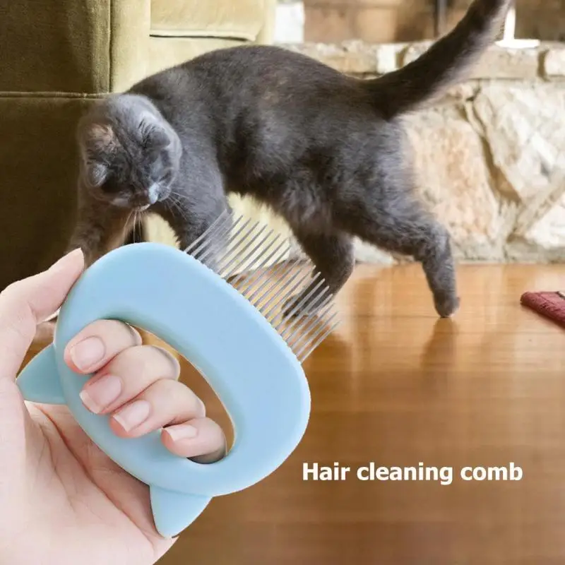 Cute Cat Ear Shape Shell Comb L Type Dog Cat Safety Material Strong Practicability Floating Knot Hair Cleaning Comb Tool