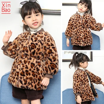 

XINBAO 2019 Leopard kids faux fur coats Baby girl winter jacket New Fashion Thick children Warm toddler Jackets outerwear