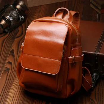

Vintage Genuine Leather Feminine Fashion Backpacks Travel Backpack For Girls School Female Women Real Mochila Bagpack Sac A Dos