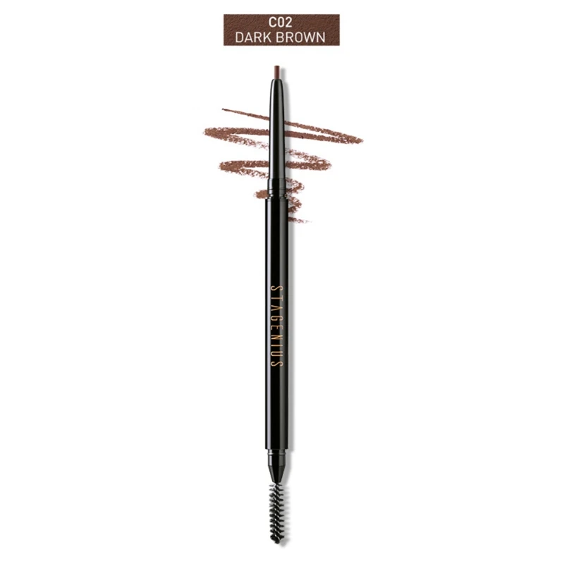 Very Fine Double-end Eyebrow Pencil Waterproof Smudge-proof Easy To Color Fine Refill Eyebrow Pen карандаш для бровей - Цвет: C2