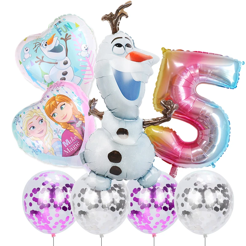 

8pcs/lot Olaf&Elsa Anna Princess Foil Balloons Snowman Birthday Party Decor Confetti Sequin Balloon Baby Shower Supplies Globos