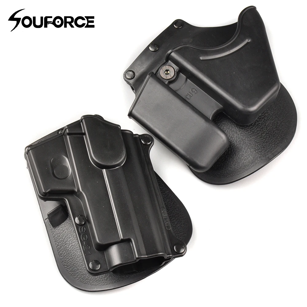 CU9 Handcuff Holster Tactical Pistol Holster Double Stack Magazine Case Pouch for Outdoor Hunting Accessories