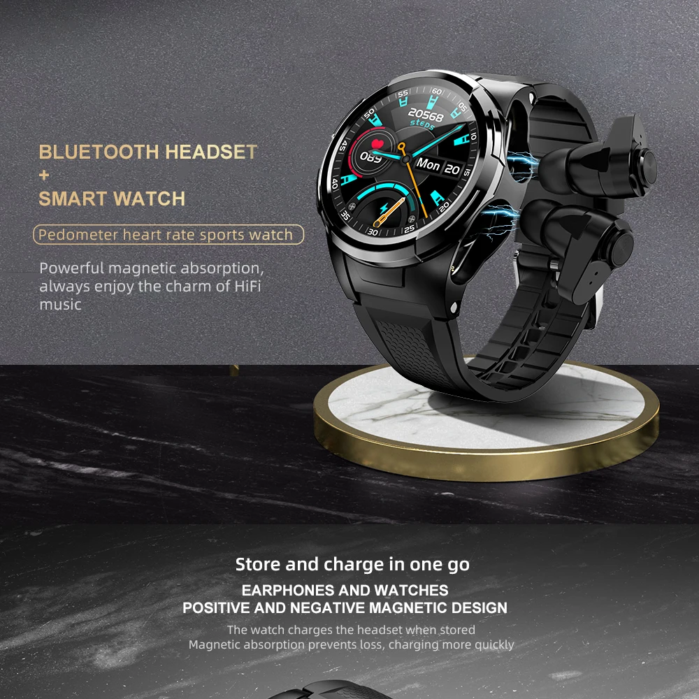 S201 Smart Watch Men Bluetooth Earphones Body