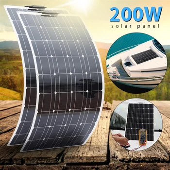 

Panel solar 18V 100W Monocrystalline 36 Cell Solar Panel 200W Module Battery for Home Camping hiking Boat RV Yacht waterproof