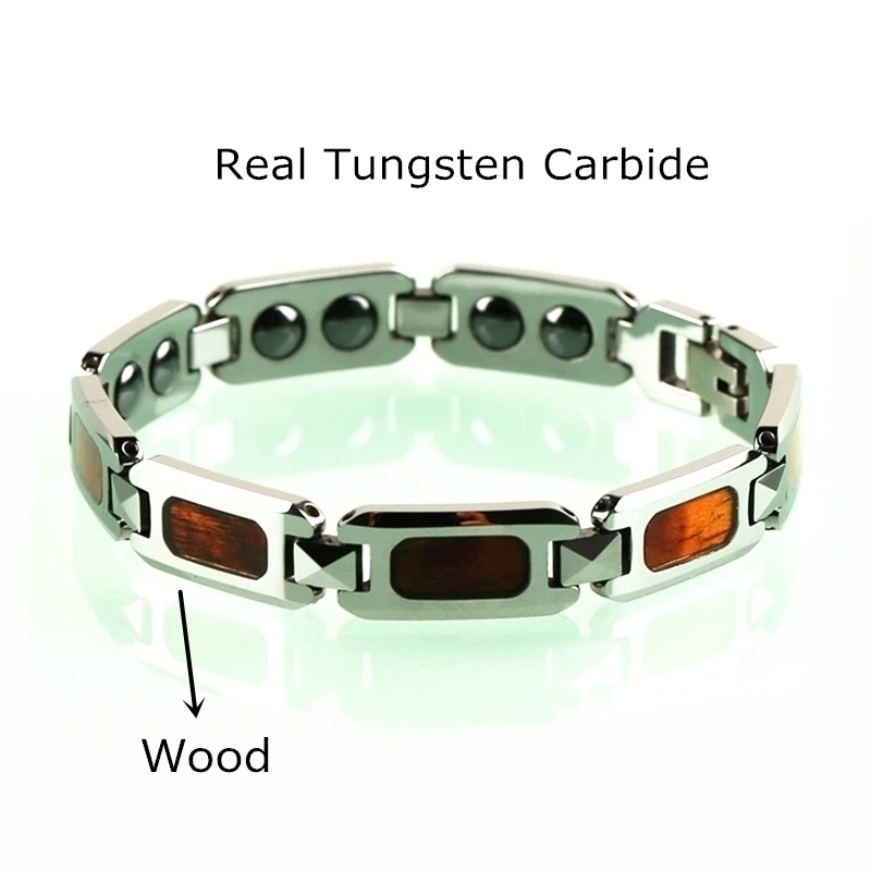10 мм Серебряный браслет из карбида вольфрама инкрустация Акация полированный Анти-усталость здоровье магнитное звено модные аксессуары