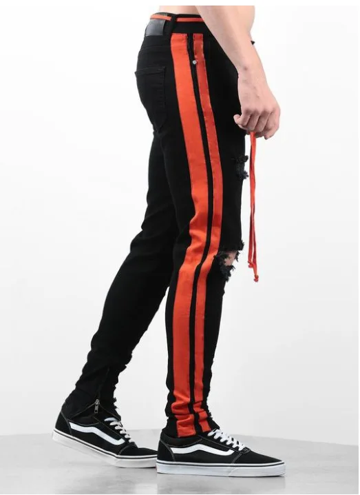 Pantalones vaqueeros Jeens Hombre рваные джинсы скинни мужские джинсы на молнии для ног Pantalon Vaquero Hombre красные джинсы с лентой мужские тонкие