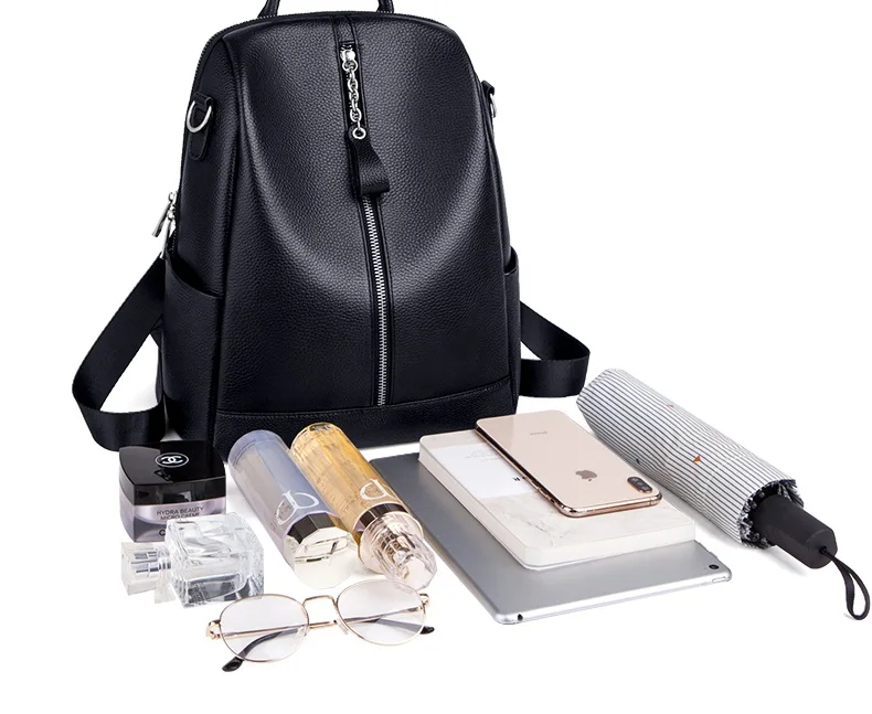 ZOOLER бренд новая сумка из натуральной кожи женский рюкзак из коровьей кожи элегантная мягкая школьная сумка дорожные сумки черные Bolsas# HS222