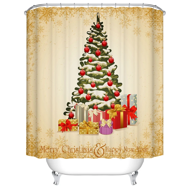Водонепроницаемая полиэфирная Рождественская Шторка для ванной, дерево для ванной, занавеска снеговик, занавеска для душа, длинная, 180*200 см DW187